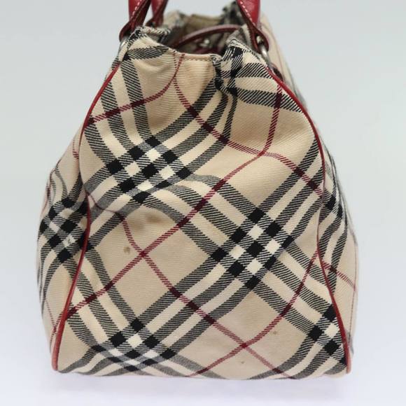 BURBERRY Nova Check Blue Label Hand Bag Canvas Beige Red Auth yk13174 - Picture 5 of 16